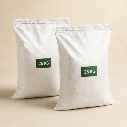 Two 25 kg bulk creatine monohydrate bags representing a 50 kg order