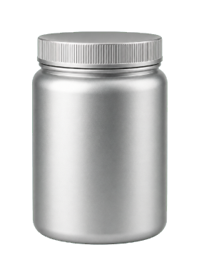 Silver 300 g private label creatine jar packaging on transparent background Australia