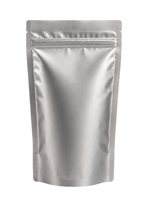 Silver 300 g private label creatine pouch packaging on transparent background Australia